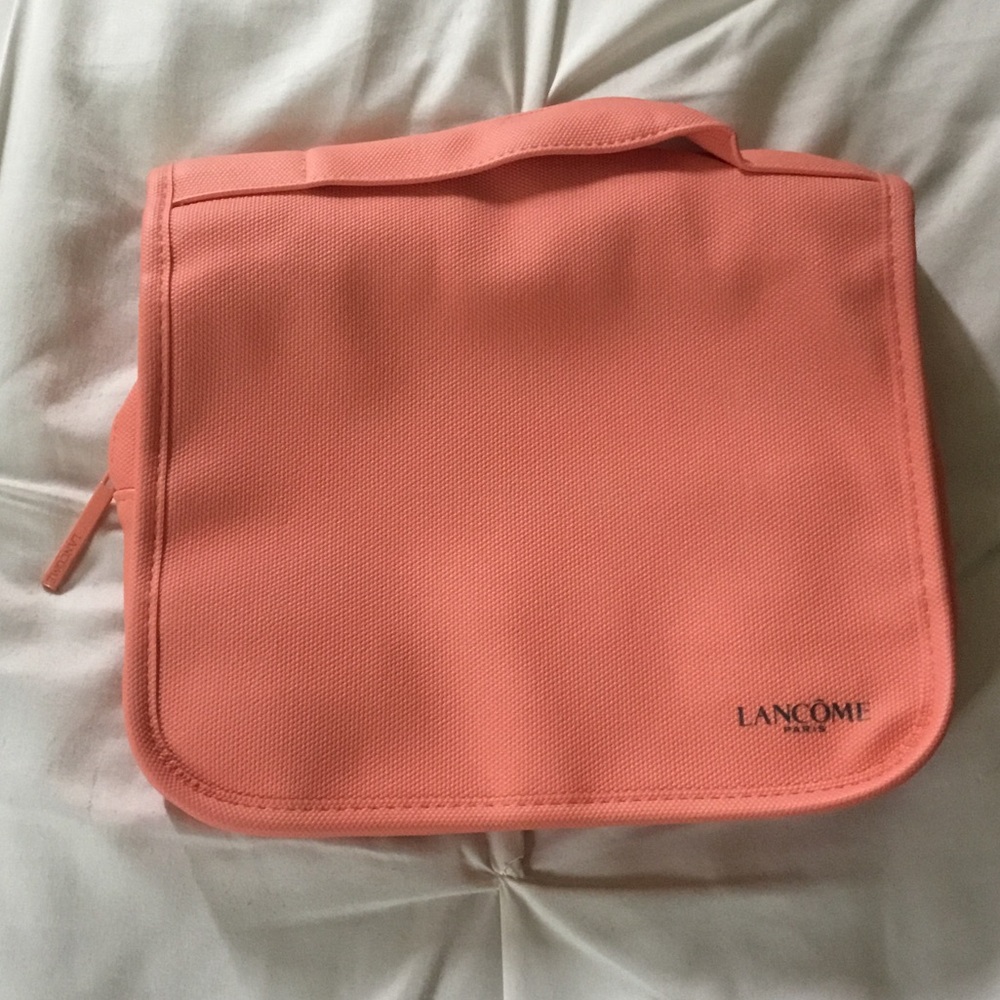 Lancôme-NWT- Coral Pink Cosmetic Case with Top Handle